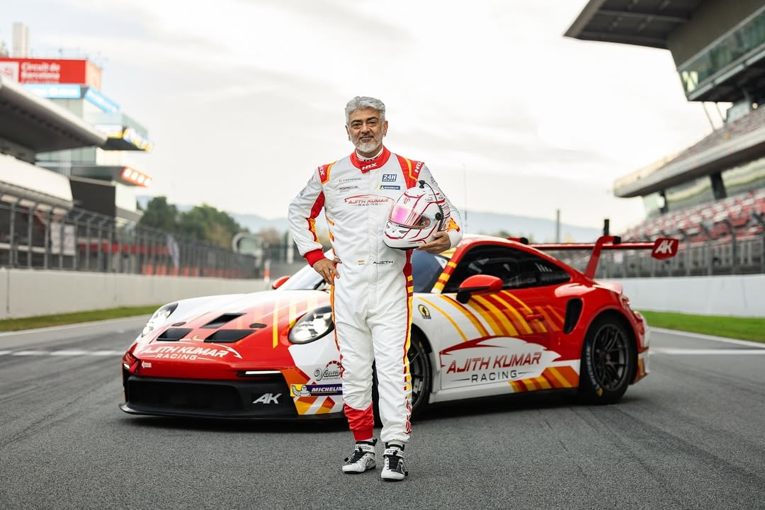 Tamil actor Ajith Kumar gears up for Grand Prix comeback, poses at Circuit de Barcelona-Catalunya